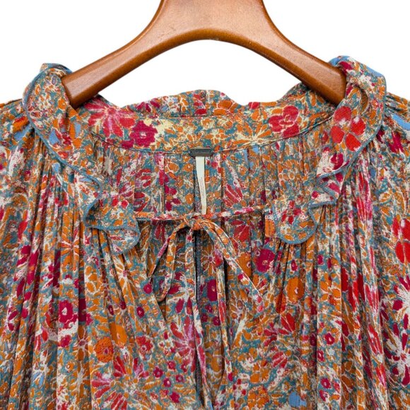 Free People Feeling Groovy Maxi Dress Multicolor Floral Cottagecore Tiered Sz M - Picture 5 of 11